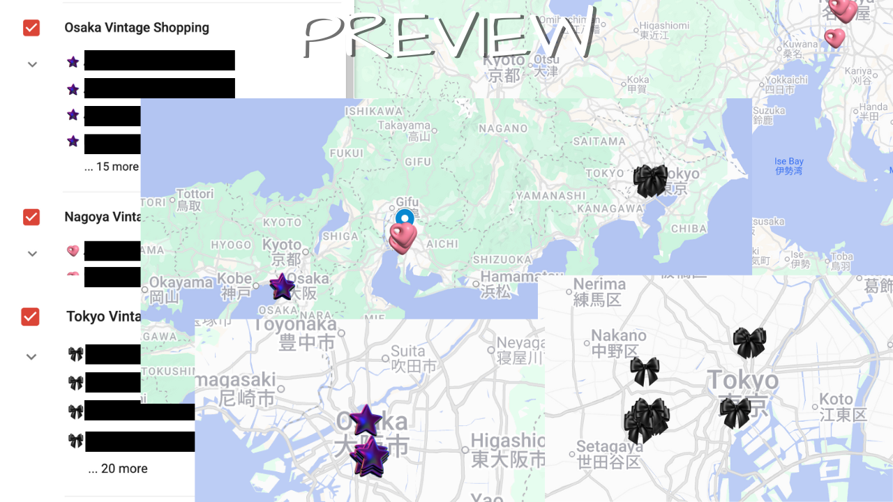 Japan: Luxury Vintage Shopping Map