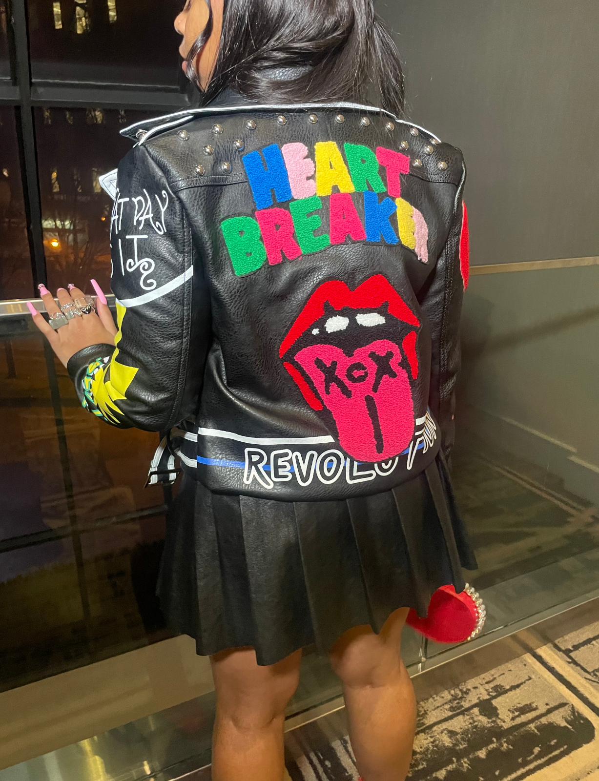 HEART BREAKER | PATCHWORK VEGAN LEATHER MOTO JACKET