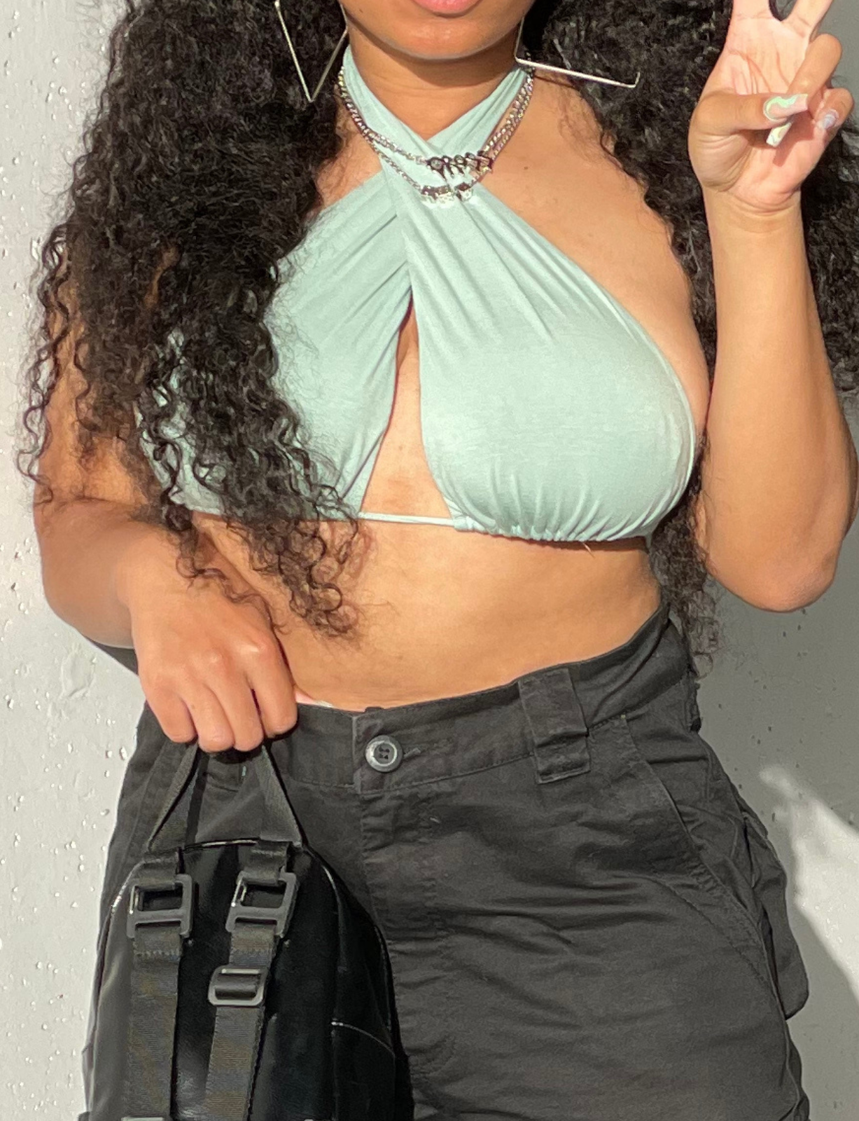 "Kāi" Top - Sage Neck Tie Halter Top