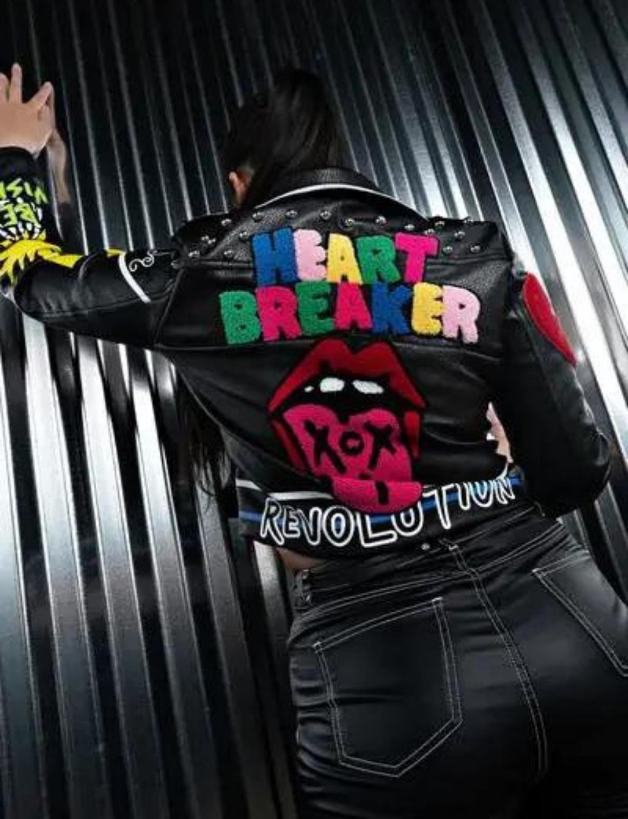 HEART BREAKER | PATCHWORK VEGAN LEATHER MOTO JACKET