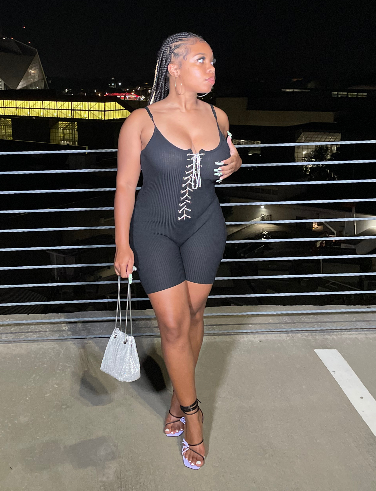 "Girls Night" Romper - Black Biker Short Romper