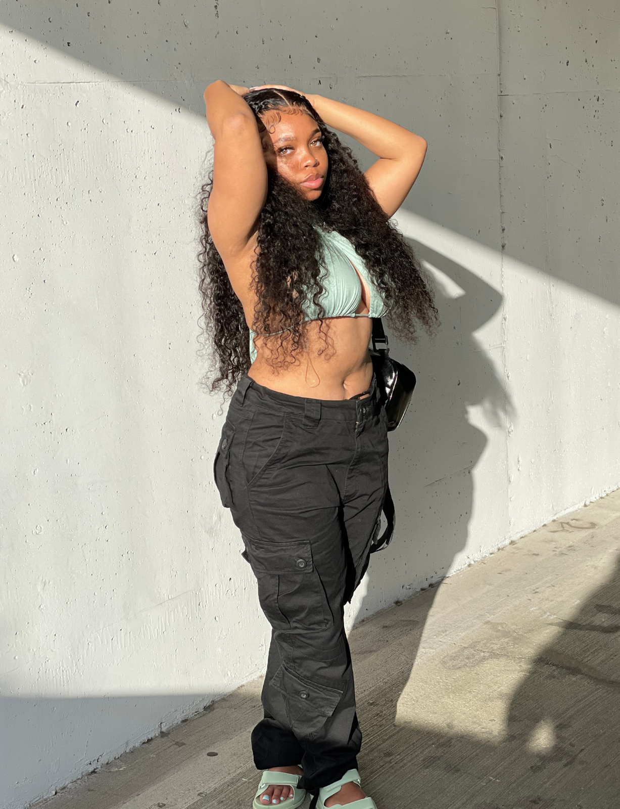 "Kāi" Top - Sage Neck Tie Halter Top